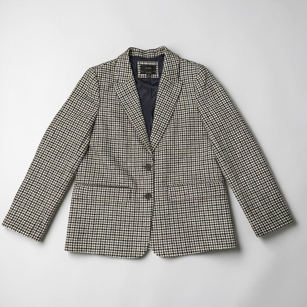 J.Crew Sommerset Blazer 12 Moon British Cloth Wool Houndstooth Brown Black - Picture 3 of 9